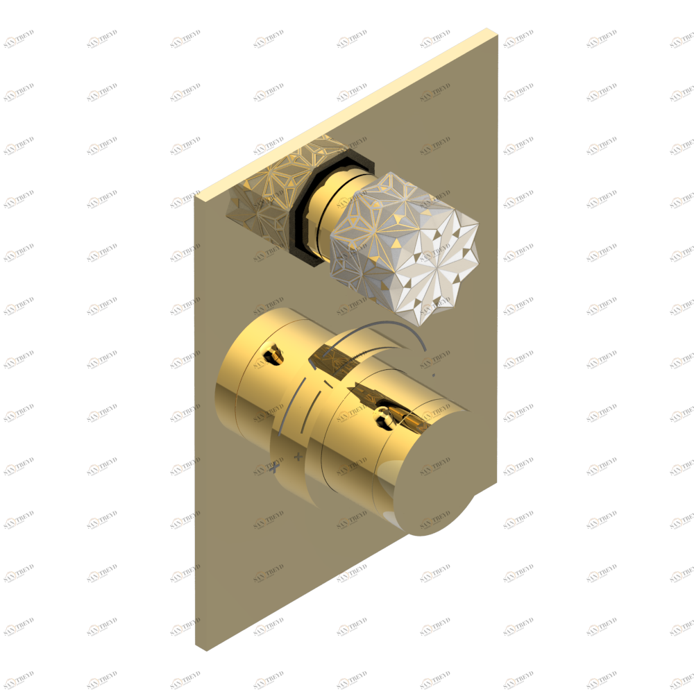 U2N-5300BE Ручки регулировки для термостата THG с вентилем арт.5300AE Thg-paris Nihal porcelaine ivoire Покрытие PVD золотистый цвет U2N 5300BE CAT.F