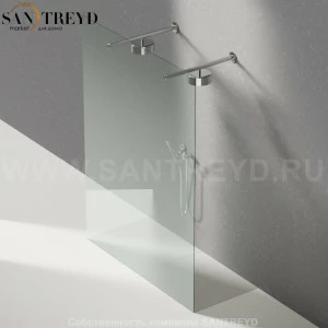 Душевое ограждение FLAT D подрезаемое, стеклянная прозрачная перегородка с 2-мя держателями со встроенным соплом для установки верхнего душа. Размеры: глубина от 70 до 100 см, длина от 140 до 160 см