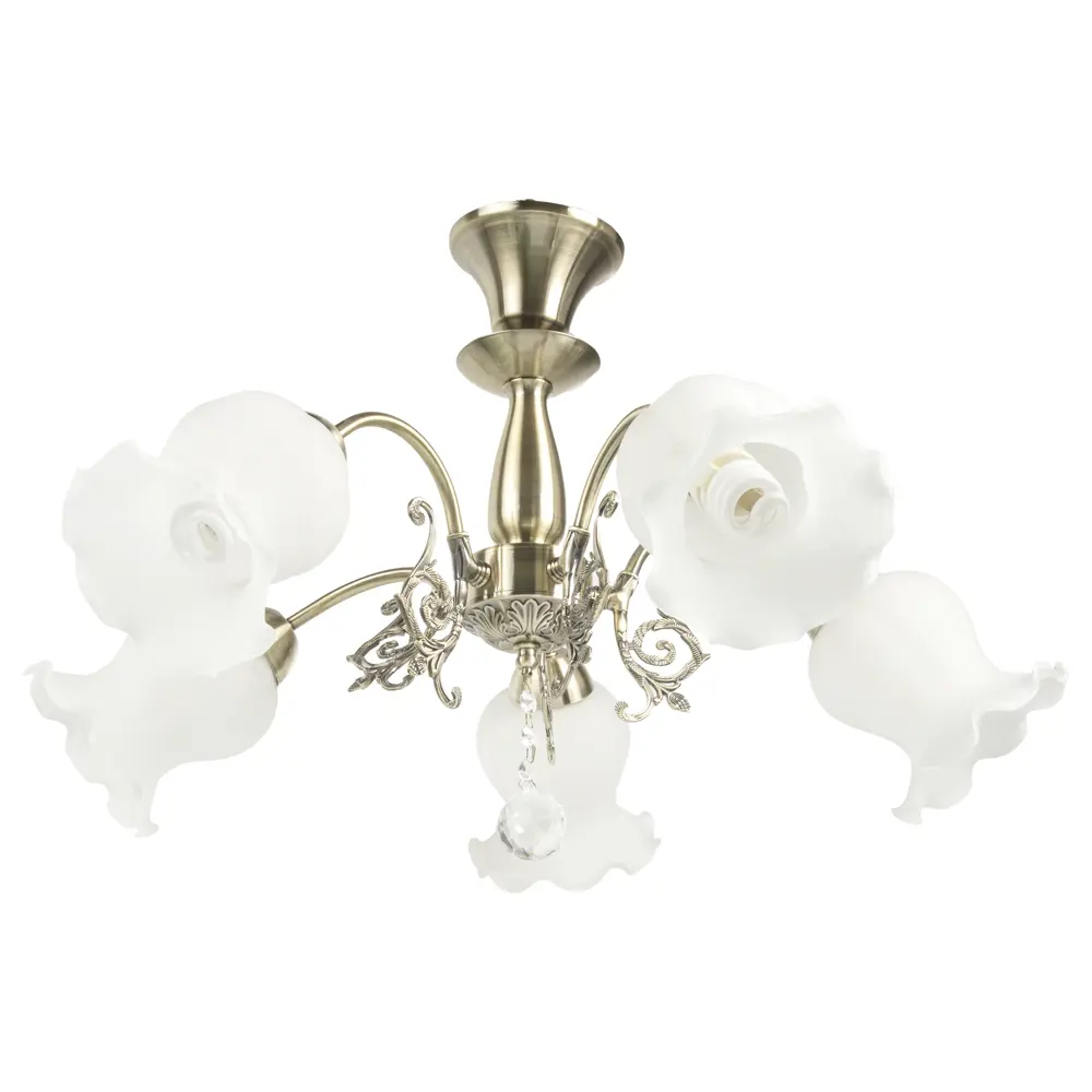 Люстра Флора 5xE27x60 Вт, металл/стекло, цвет бронза/белый MW-Light STLM-2076396