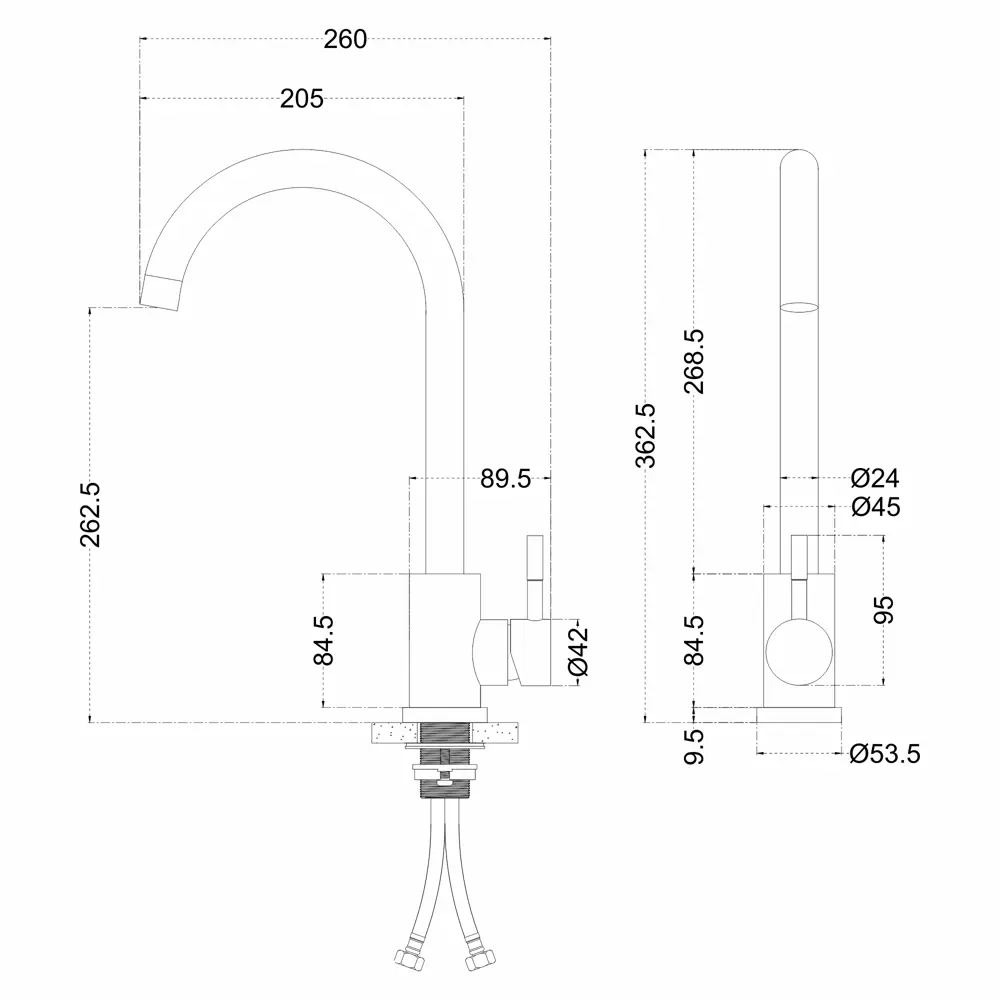Смеситель для кухни Melana Tondo F610103 с высоким изливом цвет серебро 89115494 STLM-2073622 - Вид №1