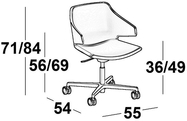 Luxy Регулируемое по высоте кресло из ткани с 4 спицами и колесами Meraviglia sun-id-1365956 - Вид №2