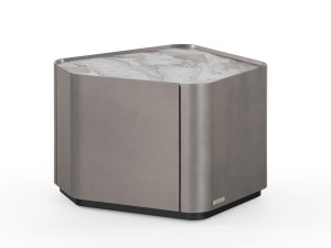 Прикроватная тумбочка из дерева и мрамора