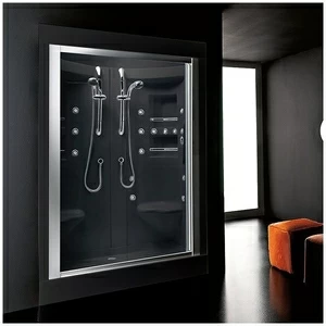 Душевая кабина Gruppo treesse Acquazzurra double STI-B7546D-C чёрная с гидромассажем угловая