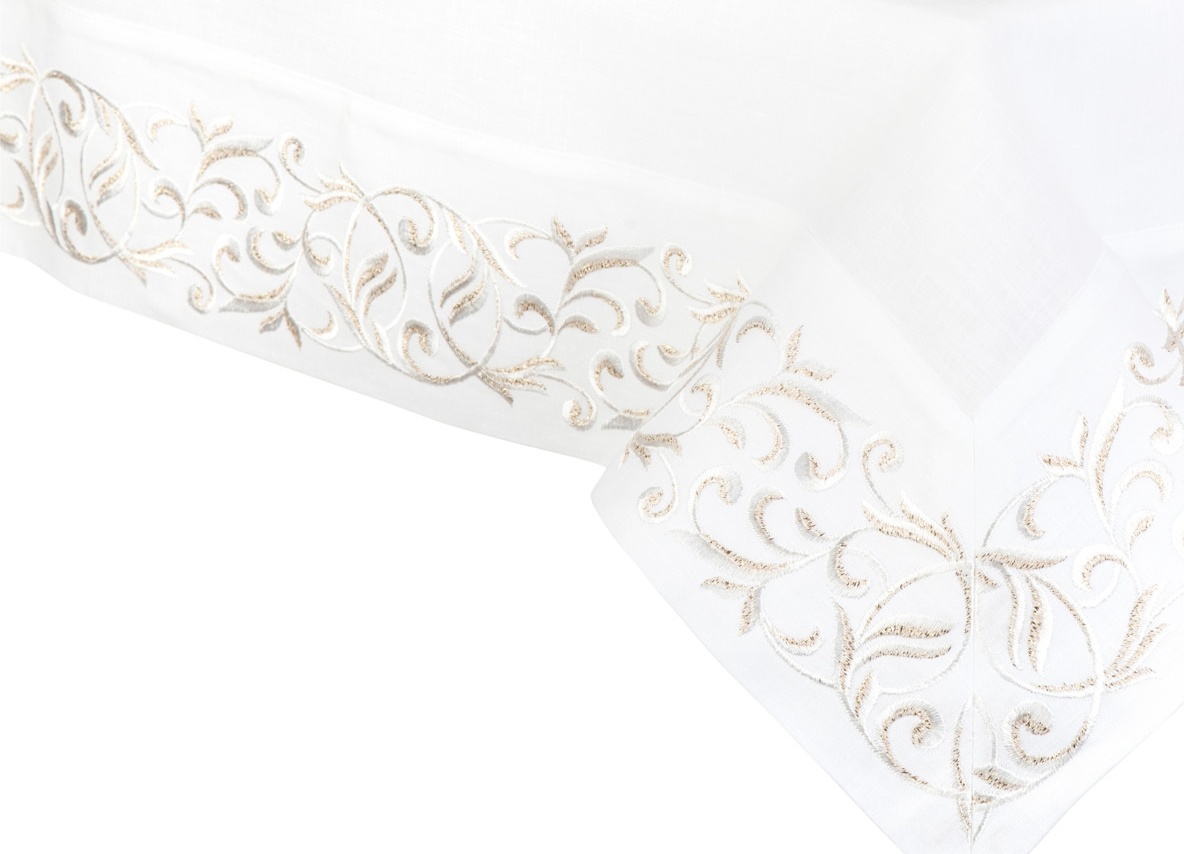 10618366 Weissfee Скатерть Weissfee "Монтрё" 170х370см (снежное шампанское) Лён 