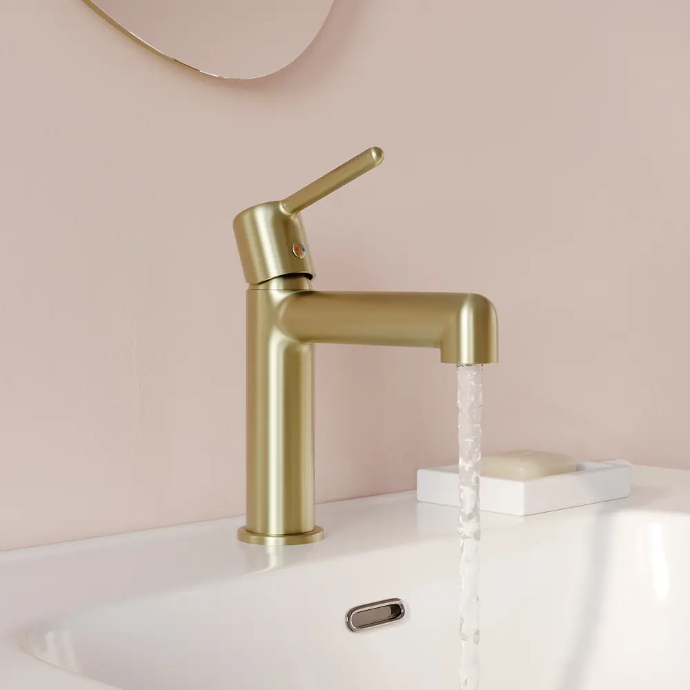 Смеситель для раковины Iddis Aiger AIGMG00i01 однорычажный цвет золото STLM-2144800 - Вид №3