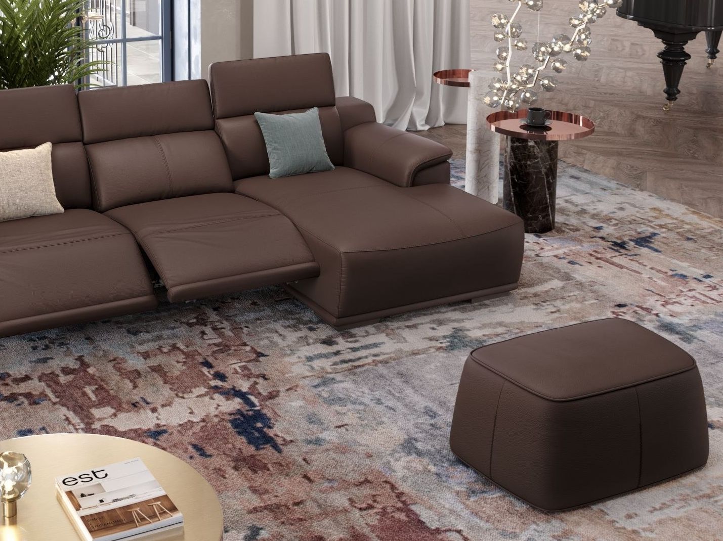 Кожаный прямоугольный пуф Sofanella Montefino ARCH-00110269 - Вид №3