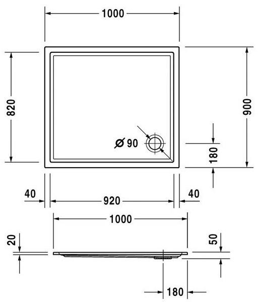 Duravit Поддон для душа прямоугольный из акрила Starck 720120 - Вид №2