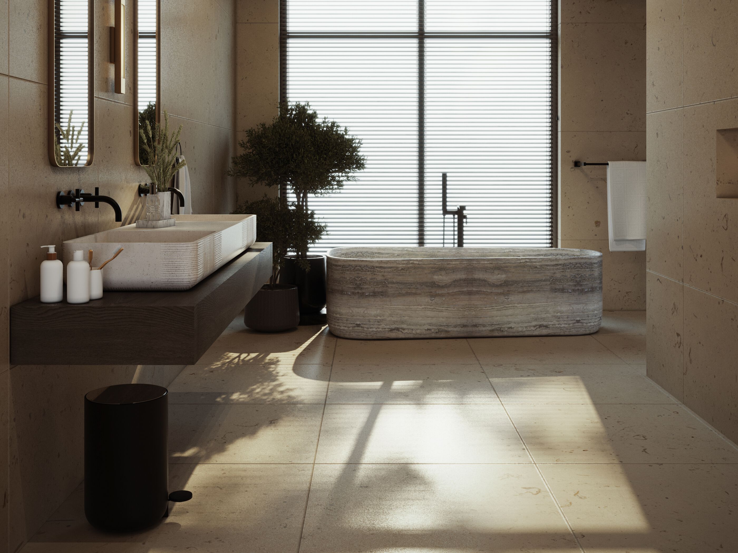 Двойной умывальник из натурального камня Davani Meridian ARCH-00043502 - Вид №2