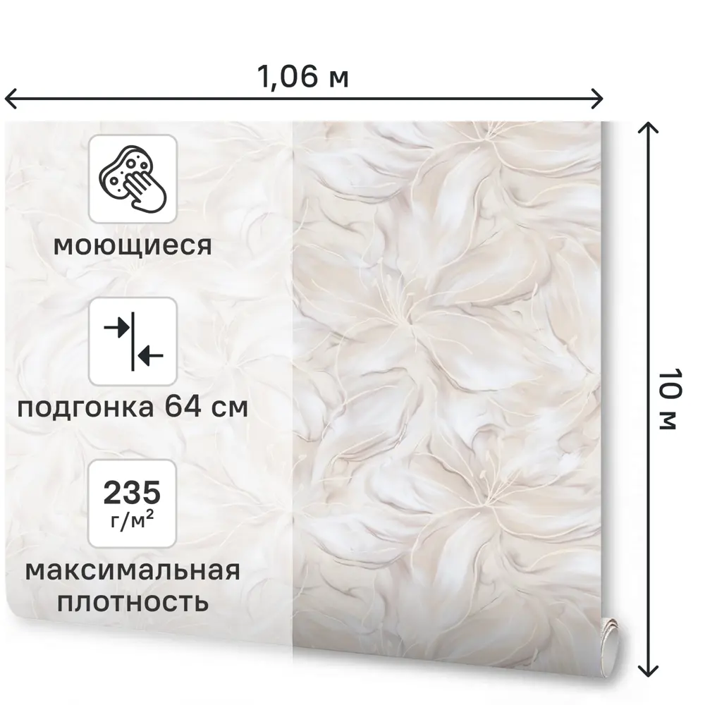 Обои флизелиновые Wallsecret Blanche бежевые 1.06 м 8935-23 89389737 STLM-2154861 - Вид №1