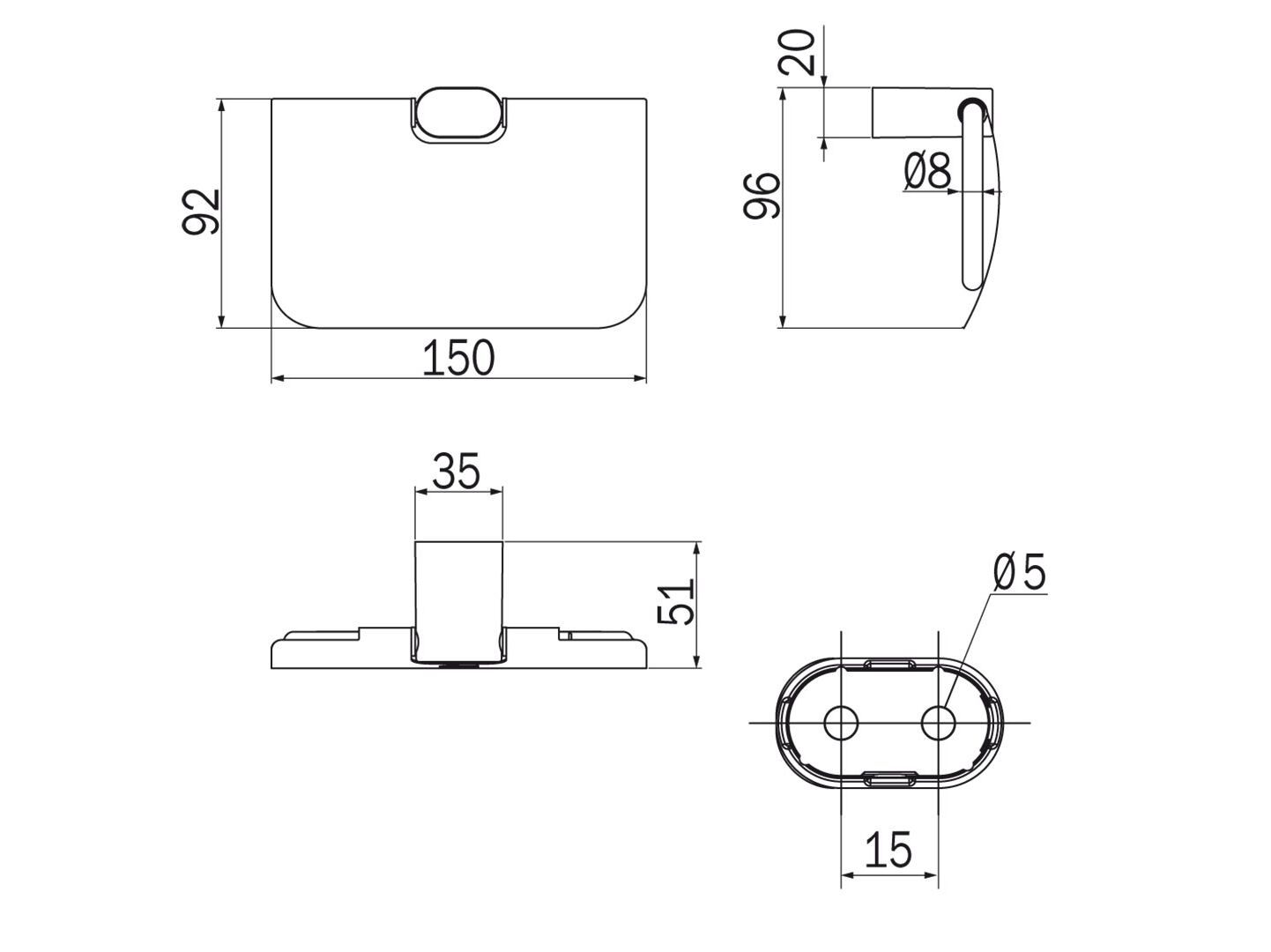 Хромированный латунный держатель рулона с крышкой INDA® ARCH-00035168 - Вид №2