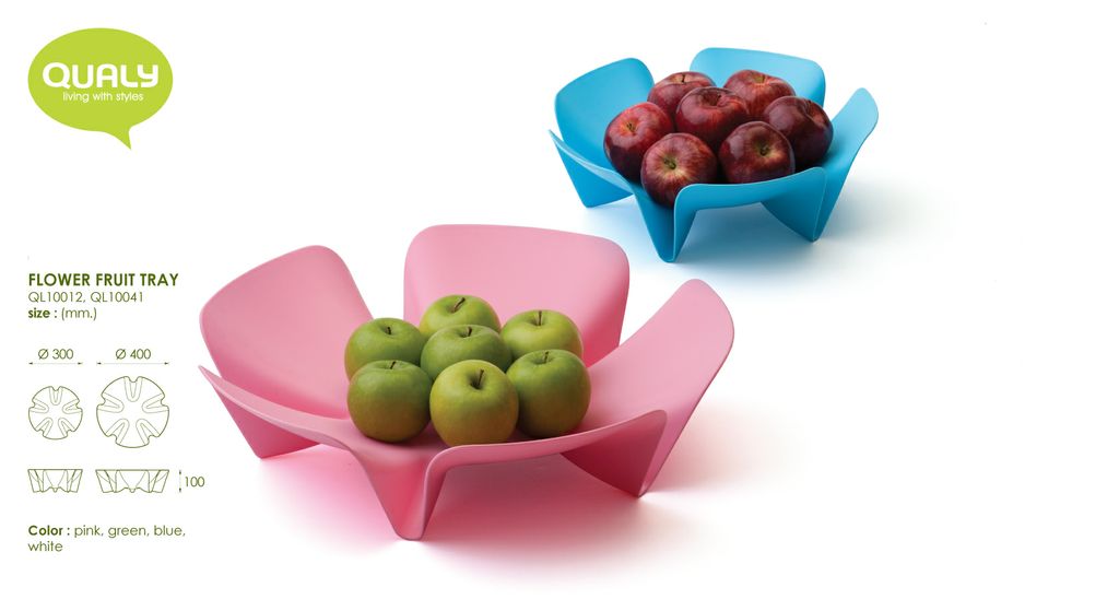 Ваза для фруктов Flower голубая Qualy QL10041BU - Вид №4