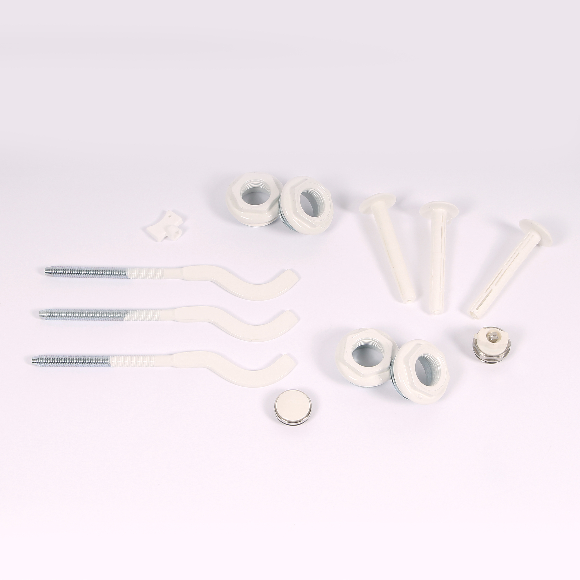 Комплект для подключения радиатора с плоскими штырьевыми кронштейнами (3 шт) с силиконовой прокладкой Tiemme 1"х1/2" RAL9010 TORIDO TK12S1C3 - Вид №3