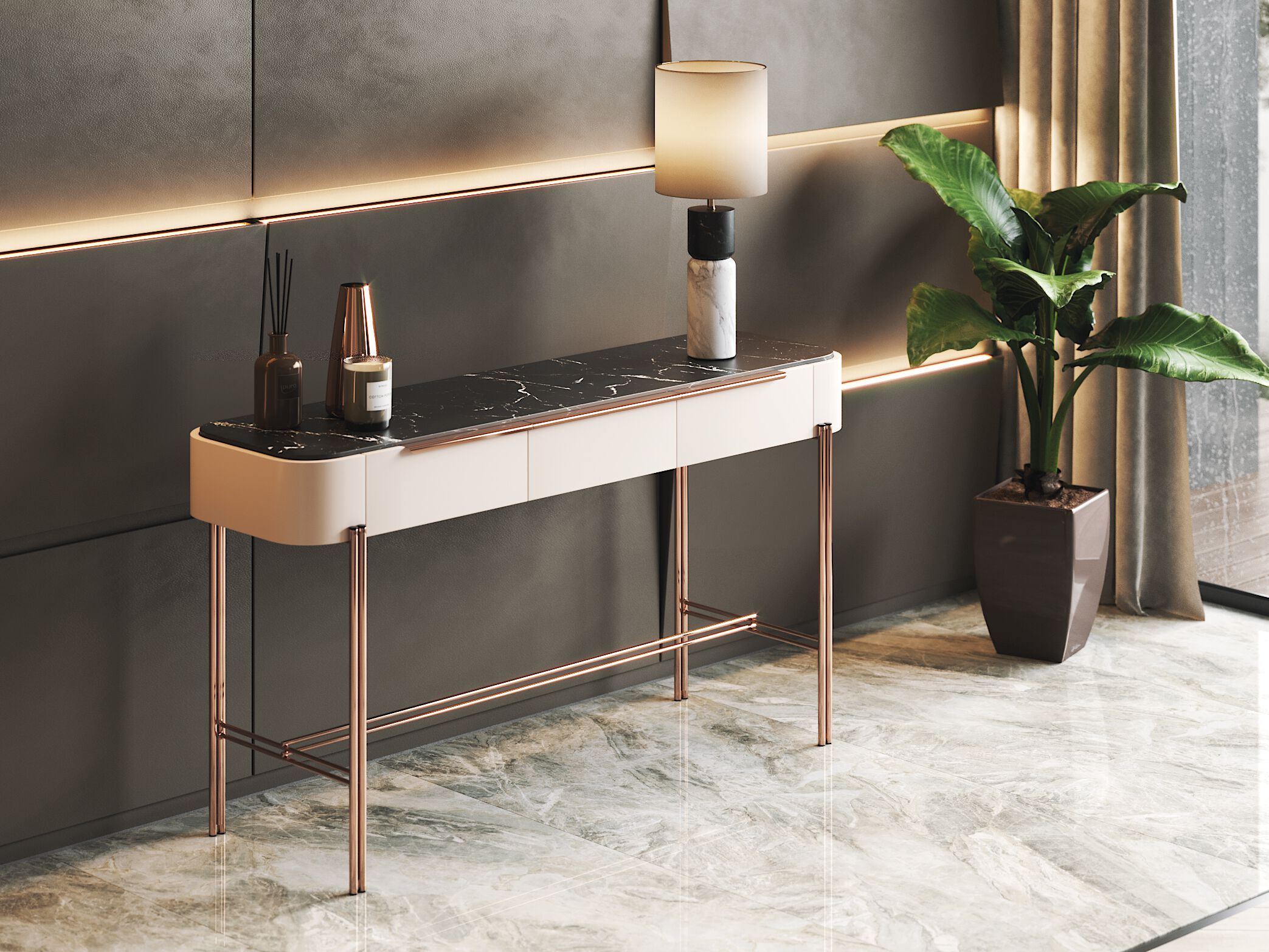 Прямоугольная консоль с ящиками PRADDY Natur ARCH-00146359 - Вид №2