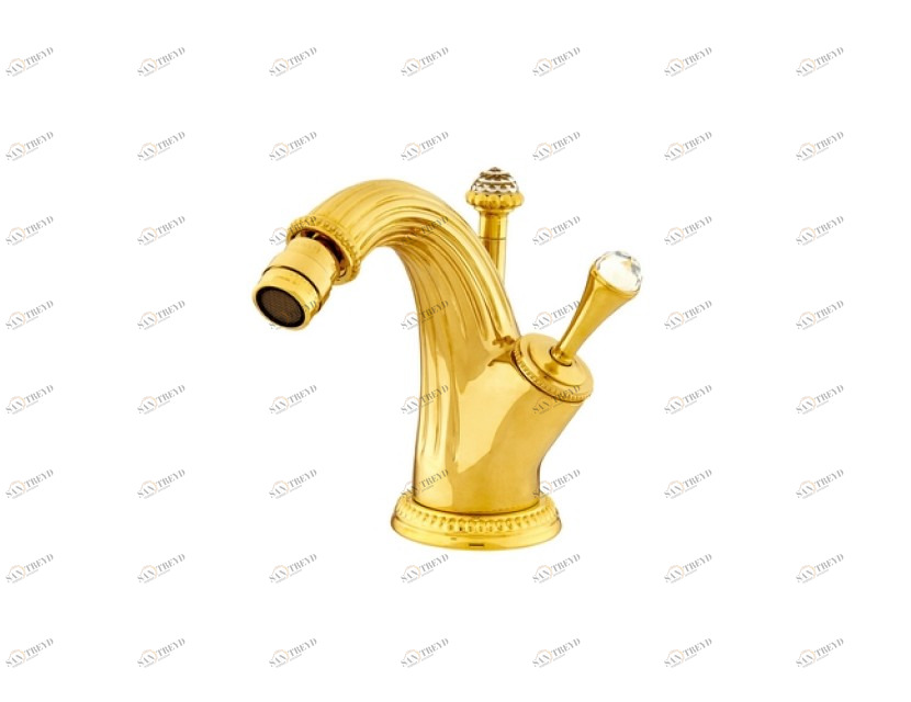 033223.000.00 Смеситель-джойстик-монолевер для биде с кристаллами сваровски Золото 24К Mestre Artica