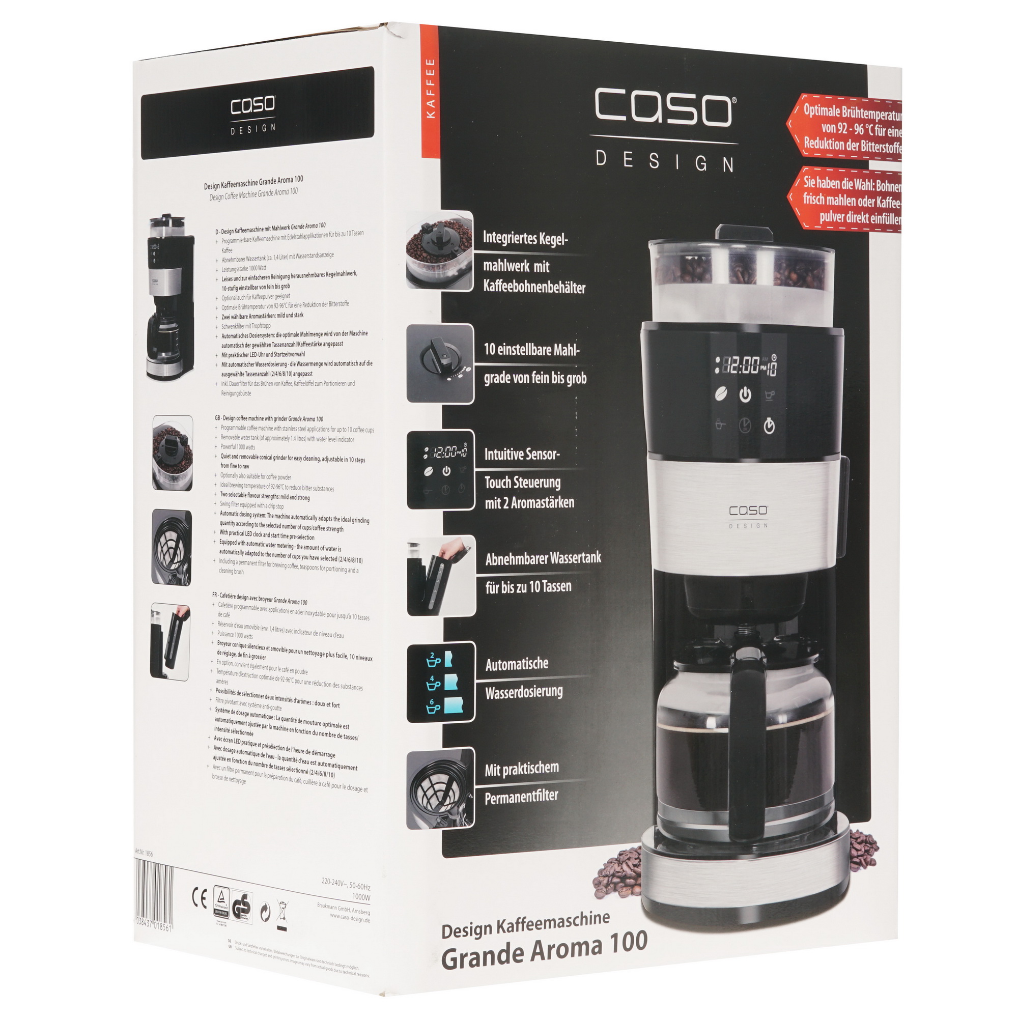 8195374 Кофеварка капельная CASO Grande Aroma 100 черный STDN-0041550 - Вид №8