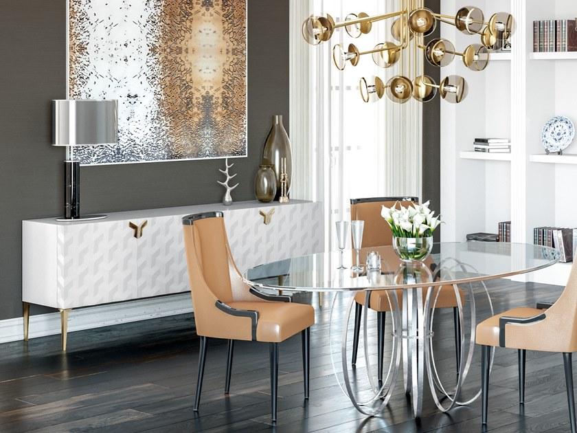 Jetclass Овальный обеденный стол из стали и стекла  Oel201a  - Вид №2