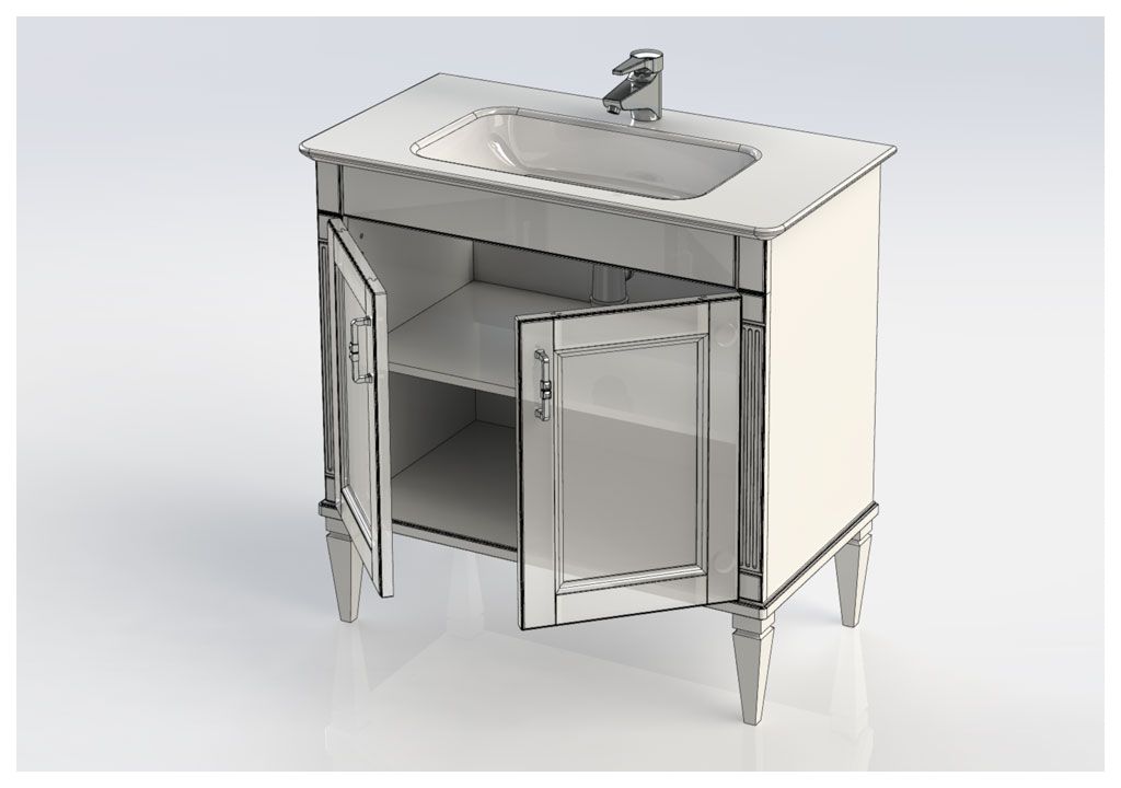 Тумба под раковину Aquanet Селена 90 белый/серебро 00201649 - Вид №4