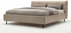 Rolf Benz Двуспальная кровать из кожи с обитым изголовьем