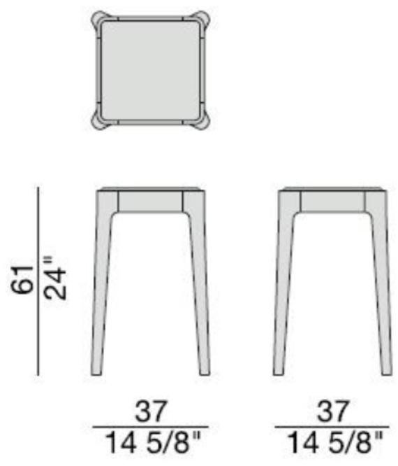 Porada Высокий квадратный стол из ореха Iron sun-id-1493876 - Вид №3