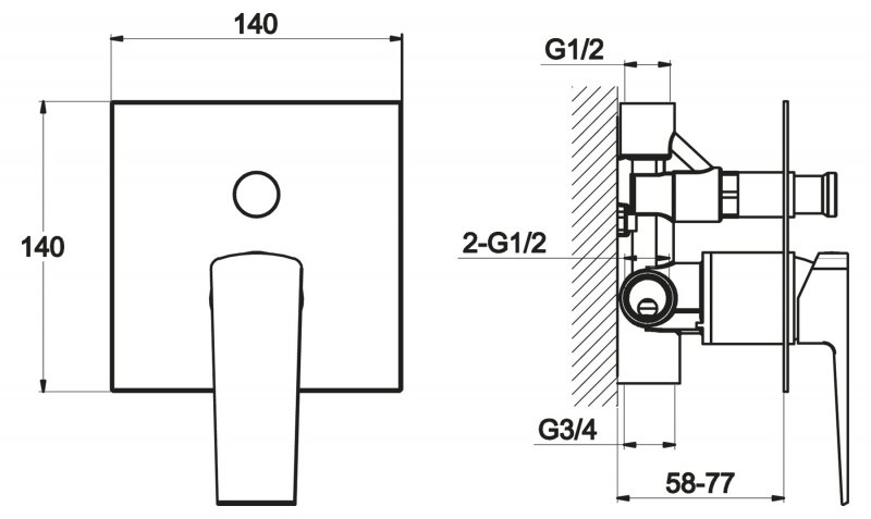 Встраиваемый двухпозиционый смеситель ARLIE ARL-BASM-CRM BELBAGNO  - Вид №1