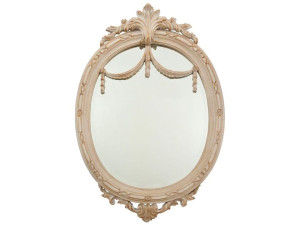 Деревянное овальное зеркало с рамкой