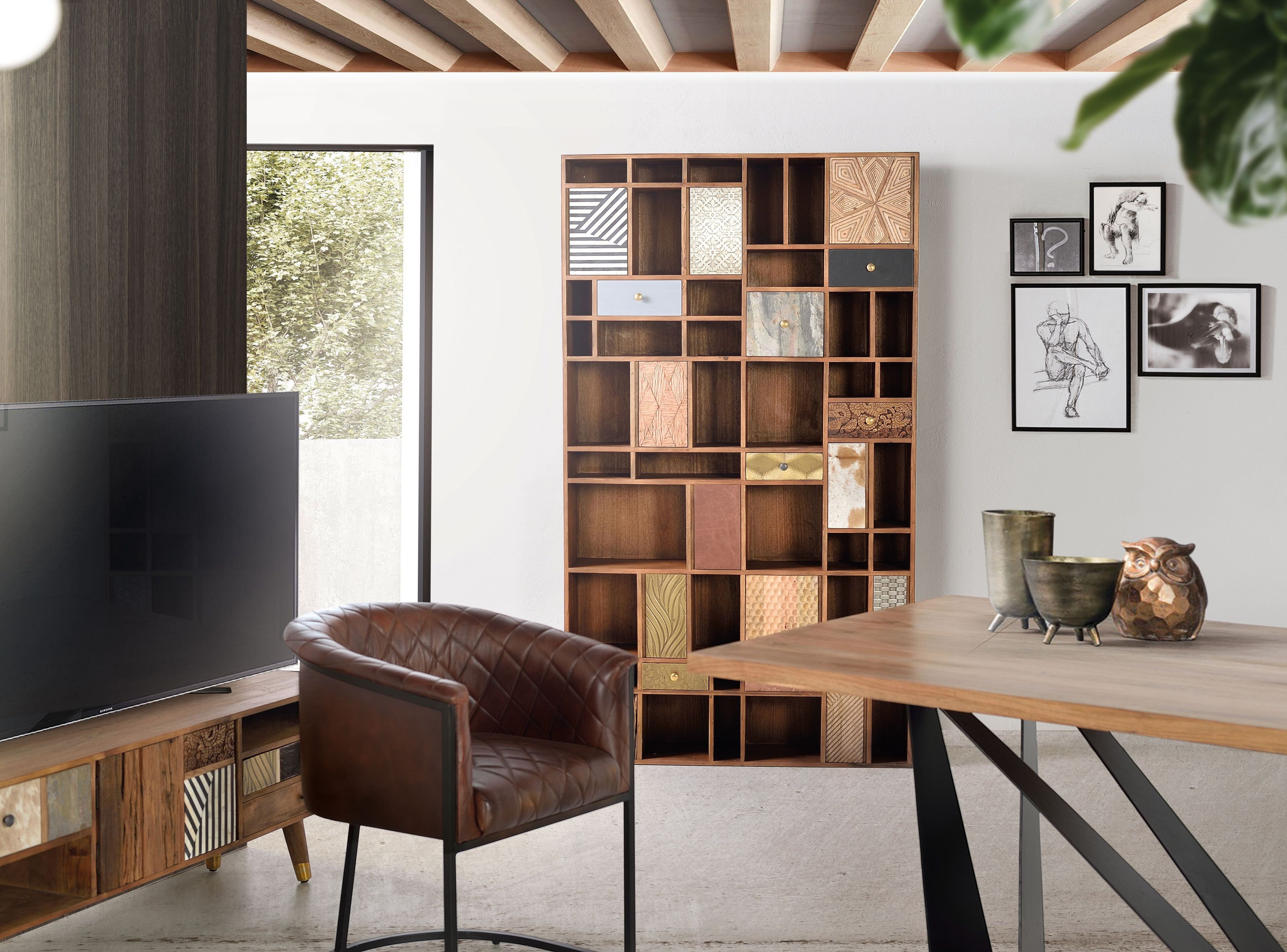 Самонесущая полка из манго Giner y Colomer Мумбаи ARCH-00055439 - Вид №6