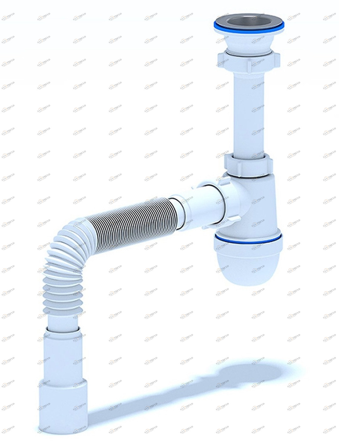 Сифон для кухонной мойки АНИ 1 1/2"х40 с гибкой трубой 40х40мм С0105 АНИ пласт 7247