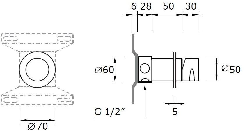 MINA Смеситель для душа, однорычажный, с отверстием, из нержавеющей стали Giotto sun-id-1409490 - Вид №1