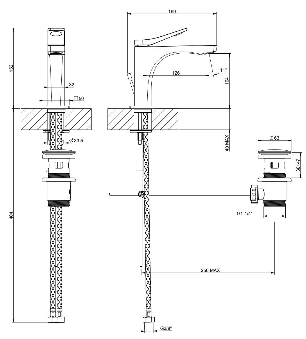 Смеситель для раковины из латуни Gessi рельеф ARCH-00033706 - Вид №5