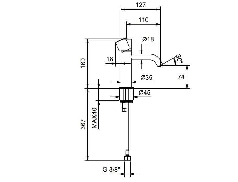 Однорычажный смеситель для раковины с ограничителем расхода Fantini Rubinetti NOSTROMO SMALL ARCH-00045430 - Вид №1