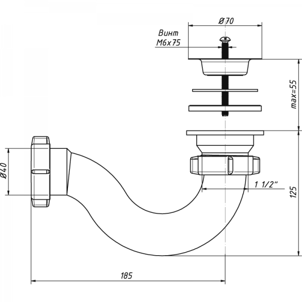 Сифон для душ.поддона А-4258 (О) А-4258 ОРИО 15167 - Вид №1