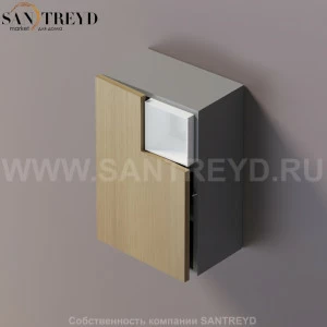 FLAT V Подвесной шкаф с мыльницей с петлями слева. Отделка: серая краска и натуральный дуб. AFXMO238042GRT