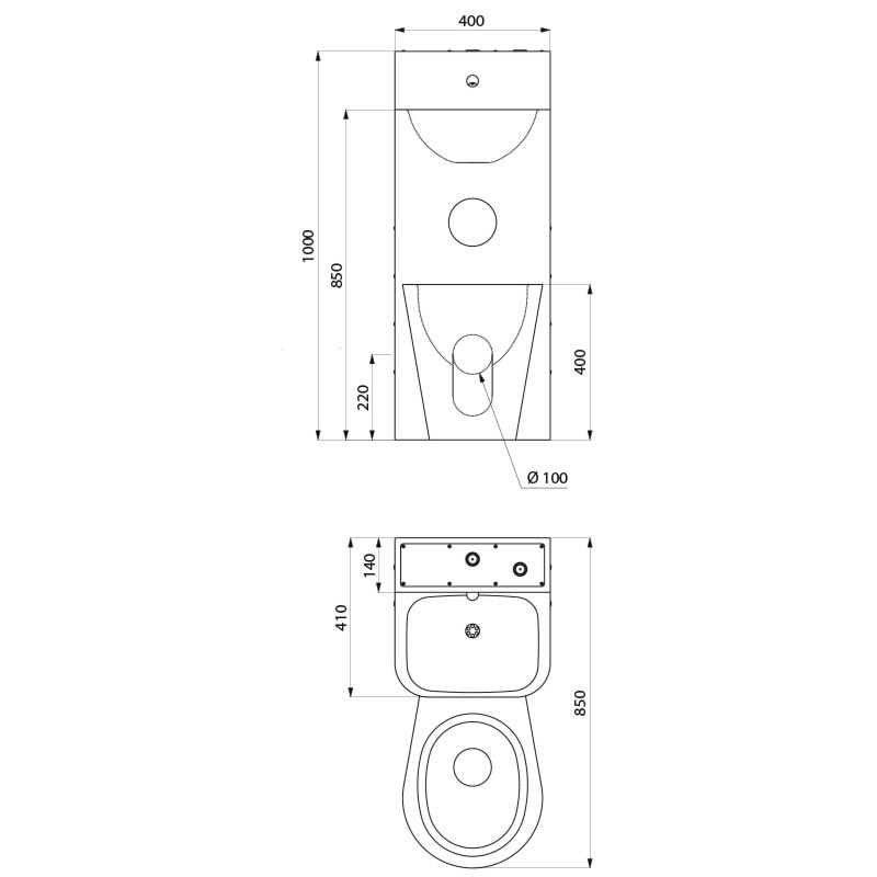 160800 Комплект KOMPACT - Умывальник-напольный унитаз DELABIE  - Вид №1