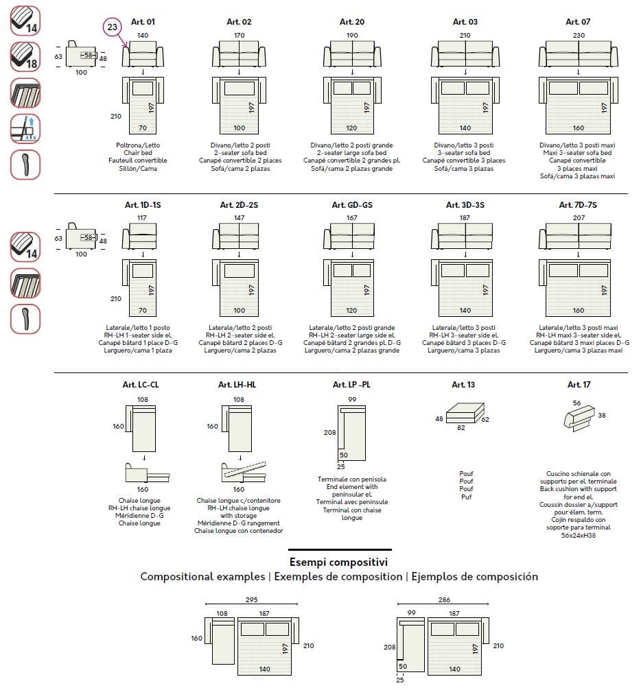 Двуспальный диван-кровать из ткани Felis Day &amp ARCH-00038138 - Вид №13