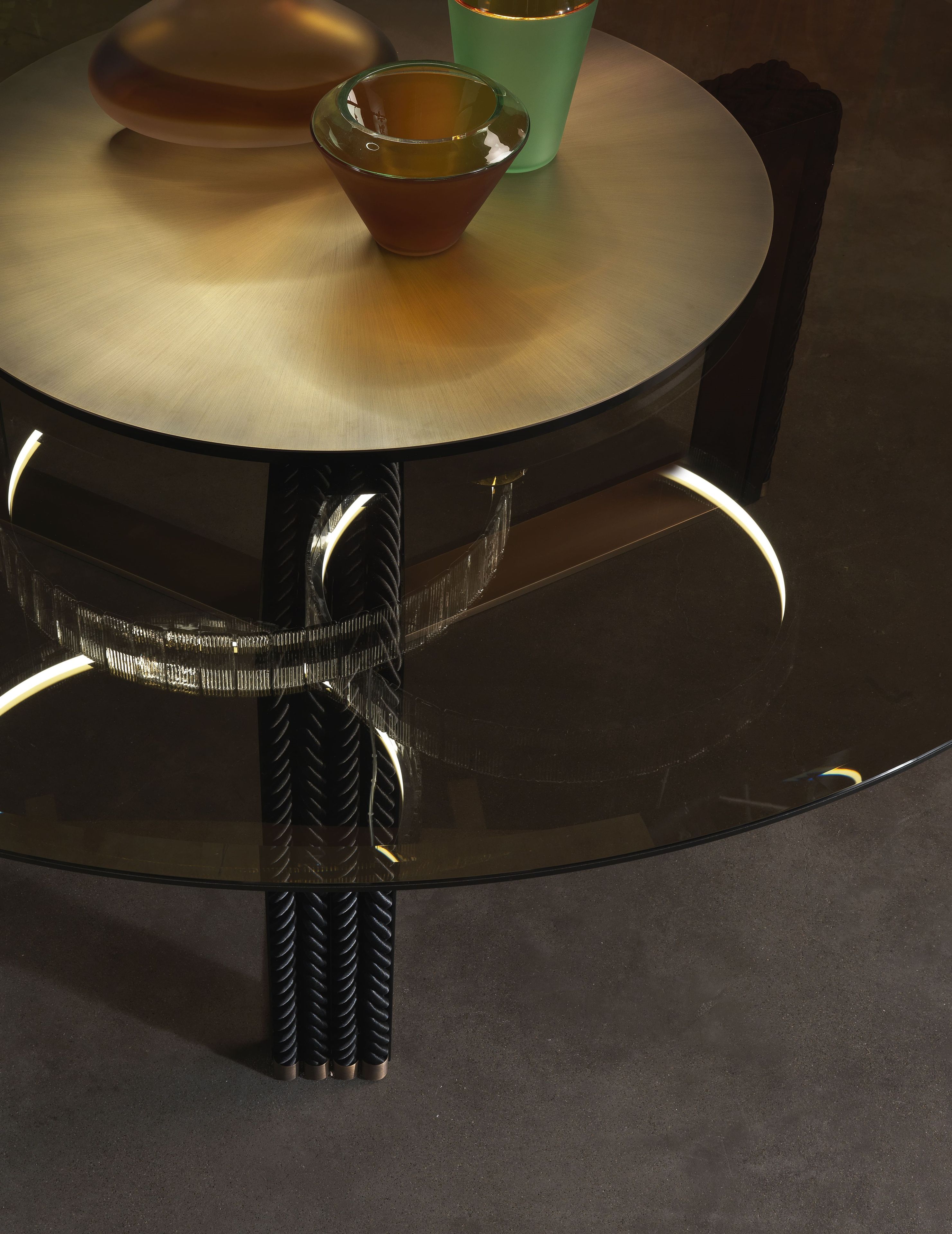 Круглый стол из стекла и металла с Lazy Susan Gianfranco Ferré Home GLASGOW ARCH-00123950 - Вид №4