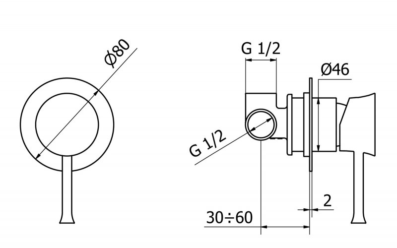 Встраиваемый однорычажный смеситель Cezares POSITANO-DIM-01 - Вид №1