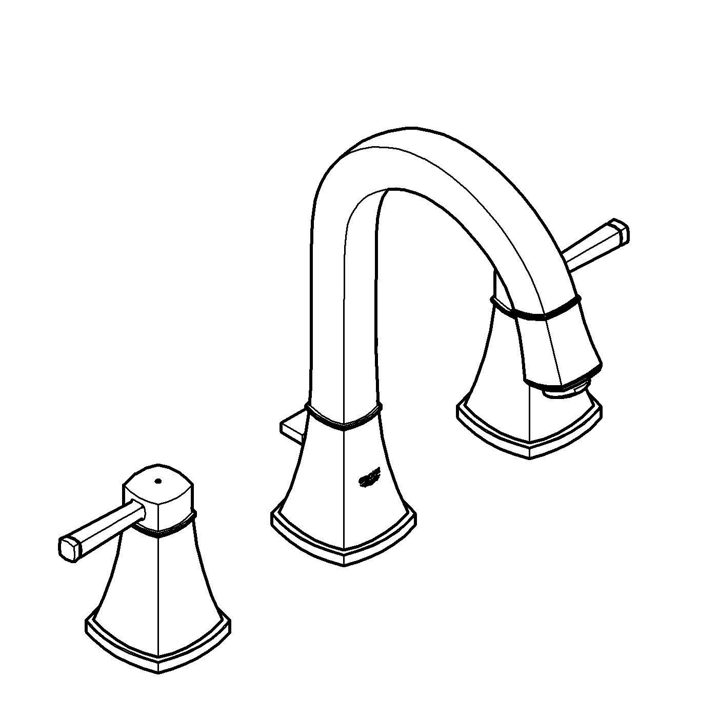 Смеситель для раковины GROHE Grandera на 3 отверстия с донным клапаном, высокий излив, теплый закат глянец (20389DA0) - Вид №3