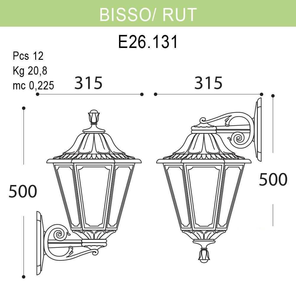 Уличный настенный светильник Fumagalli Bisso/Rut E26.131.000.WXF1R FUMAGALLI ПОД СТАРИНУ, ФОНАРЬ 271794 Белый  - Вид №1