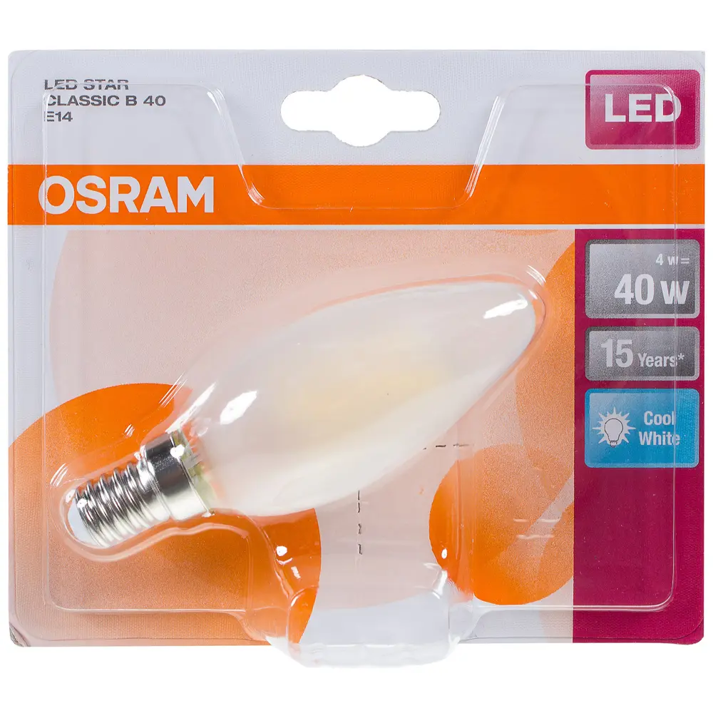 Лампа светодиодная Osram свеча E14 4 Вт 470 Лм свет холодный белый 18687357 STLM-2037833  - Вид №1