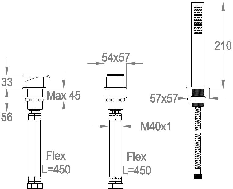 Fir Italia Комплект для ванны на 3 отверстия с ручным душем Déco 87 8748432 - Вид №1