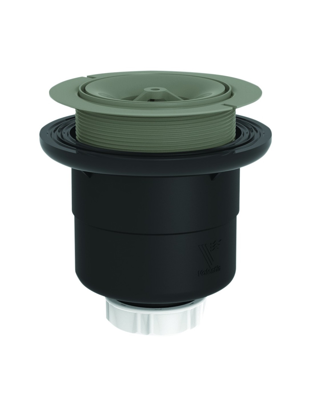 553100 206 00  Сифон для душевого поддона Д. 90 мм, без крышки, уплотнение с автофиксацией, вертикальный слив для склеивания или соединения, жемчужно-серый / черный Valentin Серый 