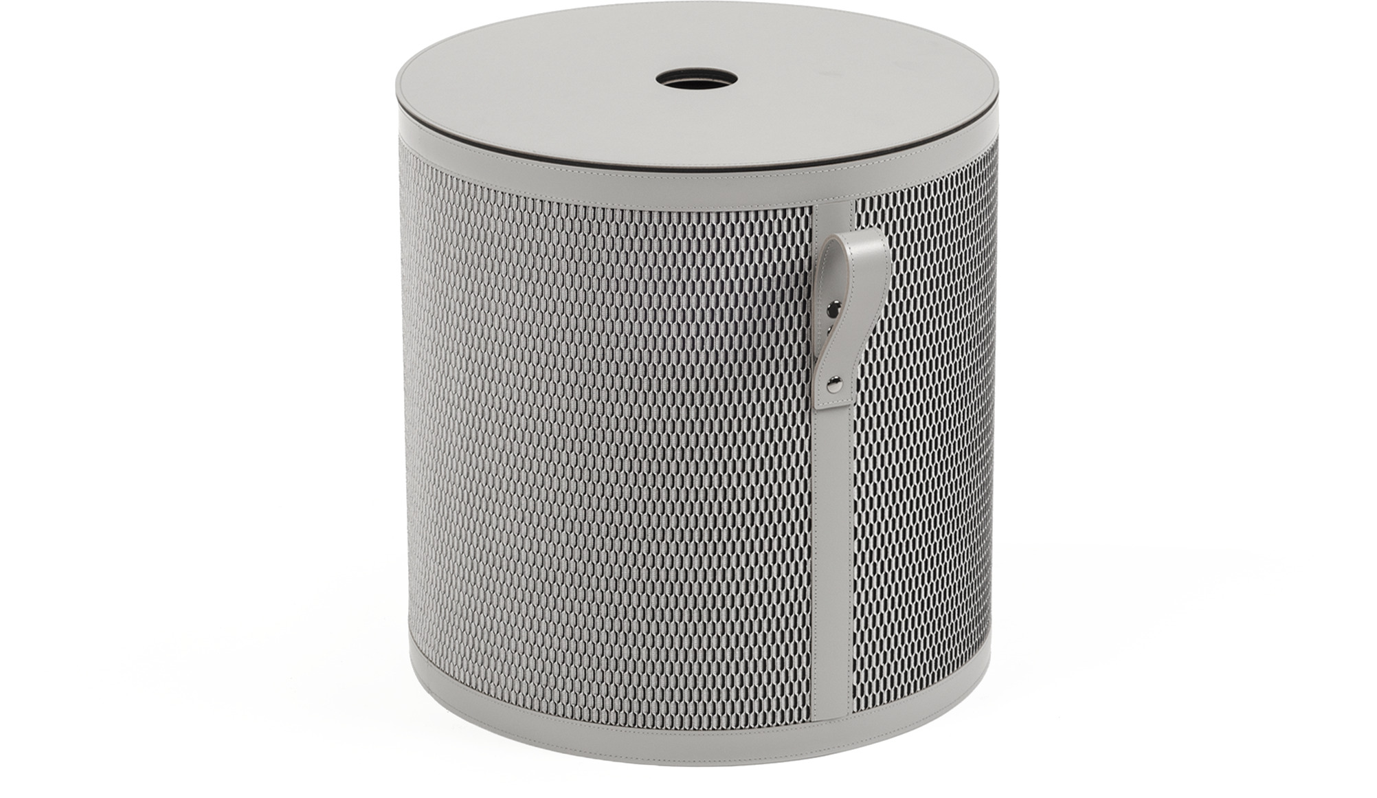 Короткая круглая корзина Nadia - Ø 40XH40 см / регенерированная кожа_beau-blue