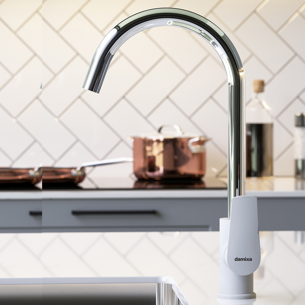 790730000 смеситель для кухни двуцветный белый Damixa Origin Balance  - Вид №5