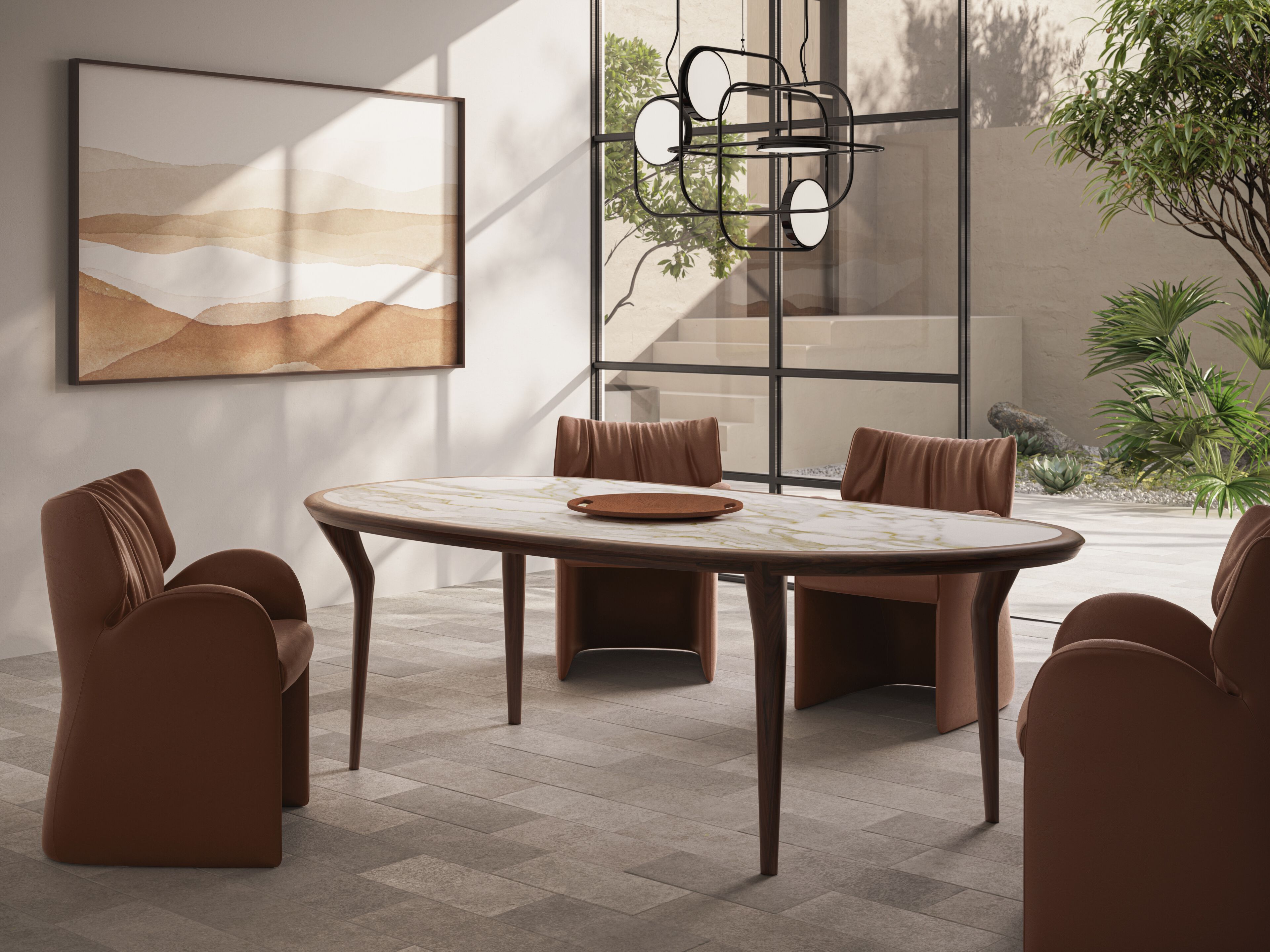 Круглый стол из грецкого ореха Natuzzi Italia пышные ARCH-00145164 - Вид №2