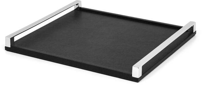 Giove Поднос - 32X21,5 см/металл-хром/зернистая кожа_черный