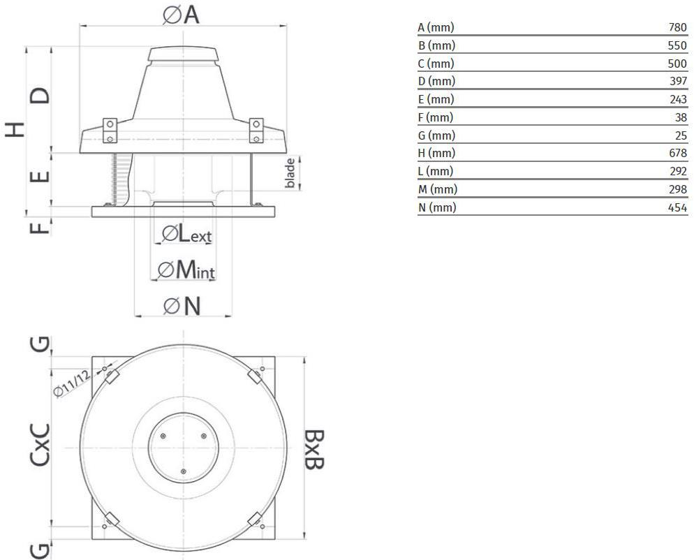 Vortice Центробежный крышный вентилятор для удаления горячего дыма Torrette tr-ed 15049 - Вид №1
