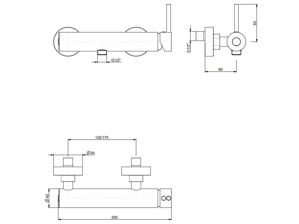 Однорычажный открытый смеситель для душа Rubinetterie Frattini Pepe XL ARCH-00112962 - Вид №9
