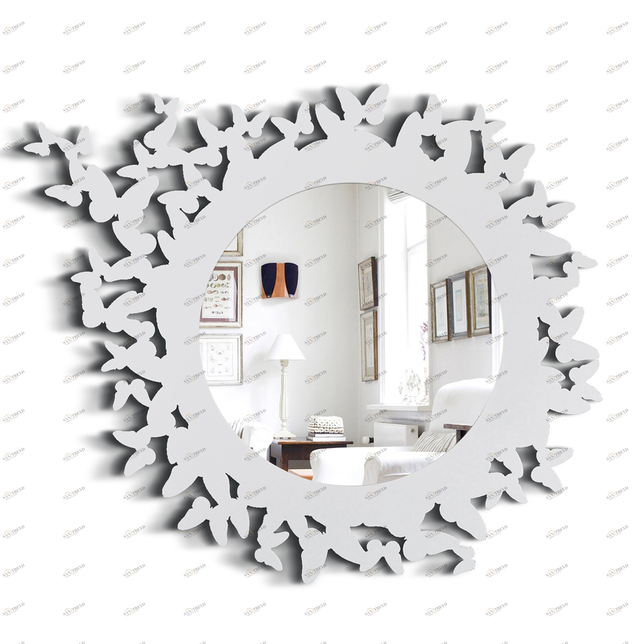 Зеркало круглое в белой фигурной раме Butterfly BONESSI BONESSI 049440 Белый 