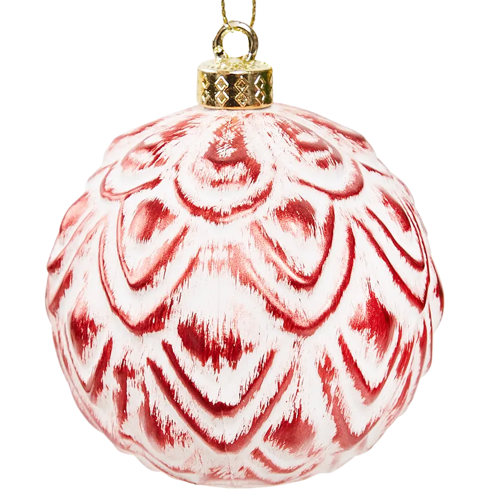 87036376 Елочное украшение Шар с узором Christmas ø8 см цвет красный STLM-0961180 Santreyd 