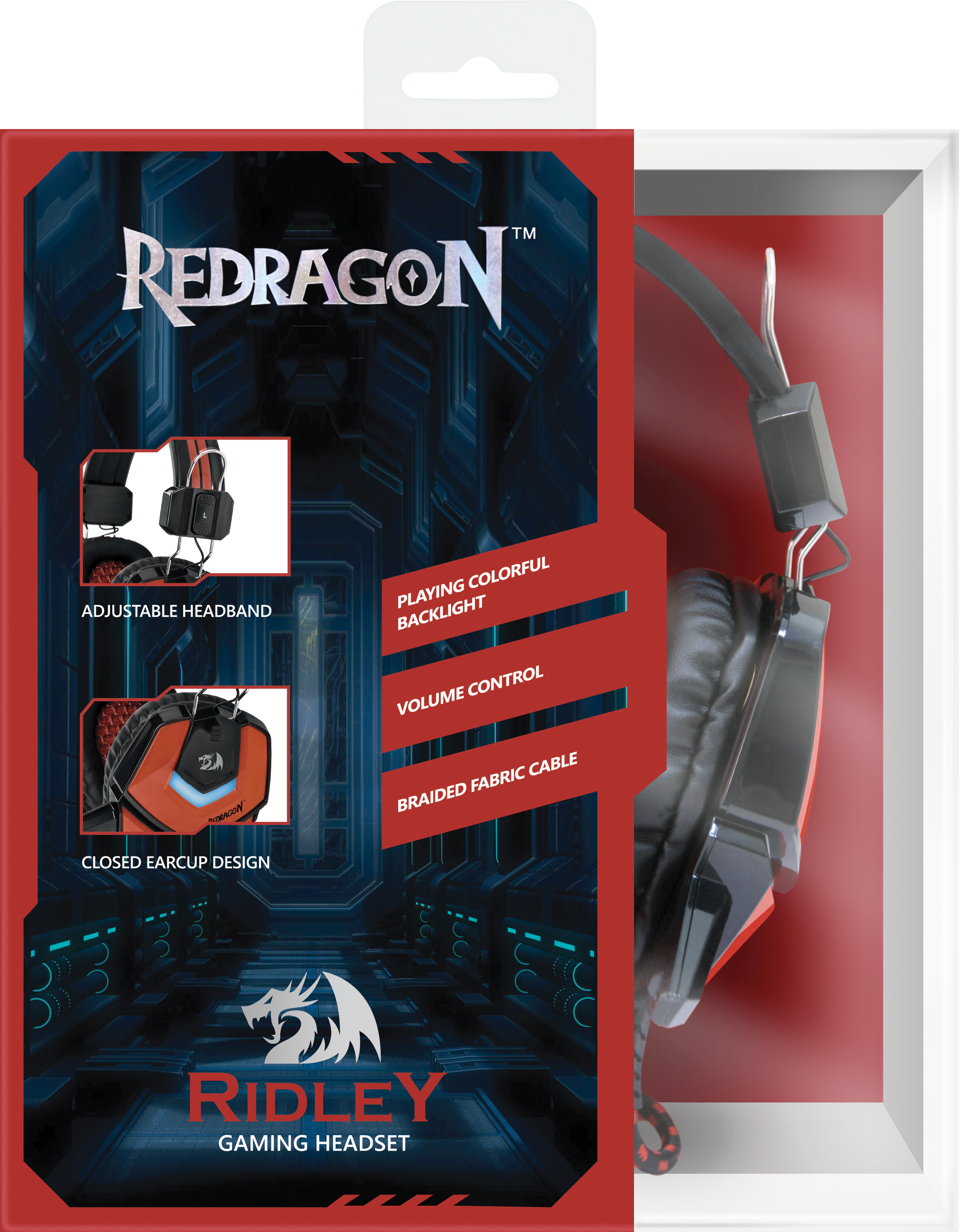 64204 игровая гарнитура ridley красный + черный, кабель 2,2 м Redragon Santreyd  - Вид №7